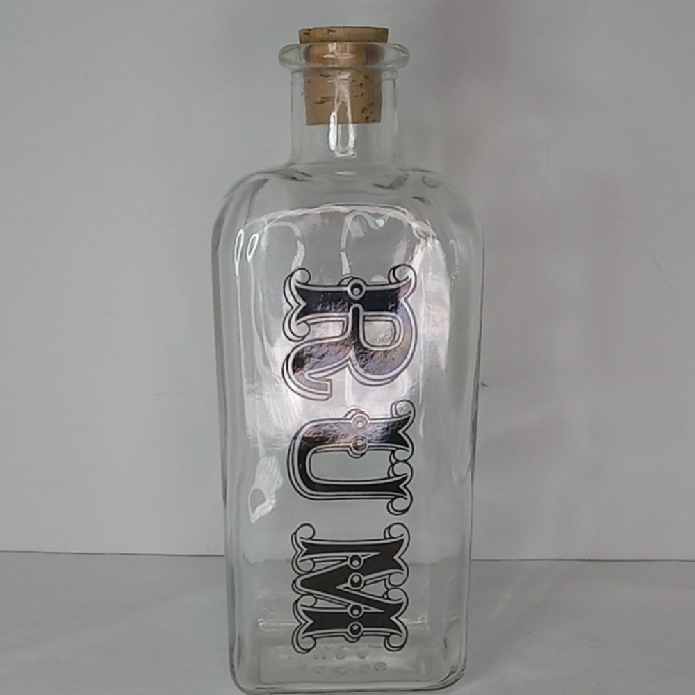 Vintage 70's MCM Retro Typographic  Rum Liquor Decanter Barware With Cork